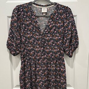 Knox Rose Black Floral Women's Dress with Pockets